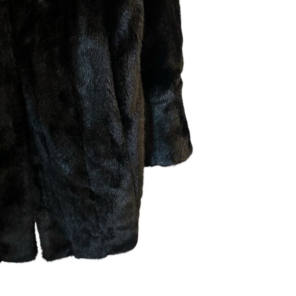 Vintage Black Long Length Oversized French Girl  Boho Chic Faux Fur Mink Coat XL - Picture 7 of 10
